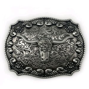 Western bull longhorn steer belt Buckle See All Colors